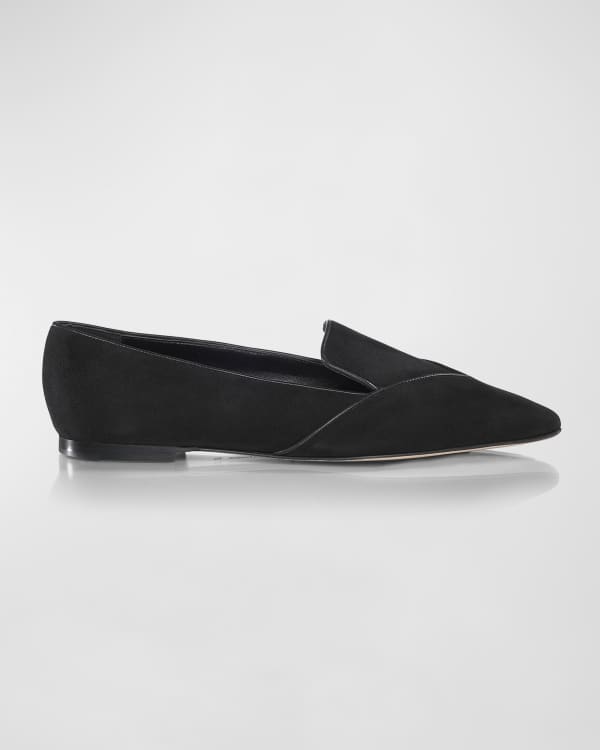 Bougeotte Suede Flat Penny Loafers | Neiman Marcus