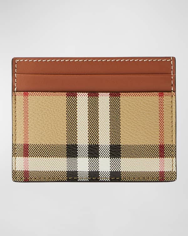 Check embossed leather card case store
