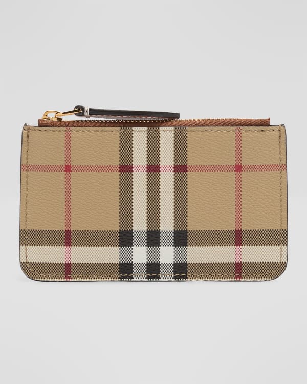 Burberry Women's Sandon Floral Plaid Card Case In Archive Beige