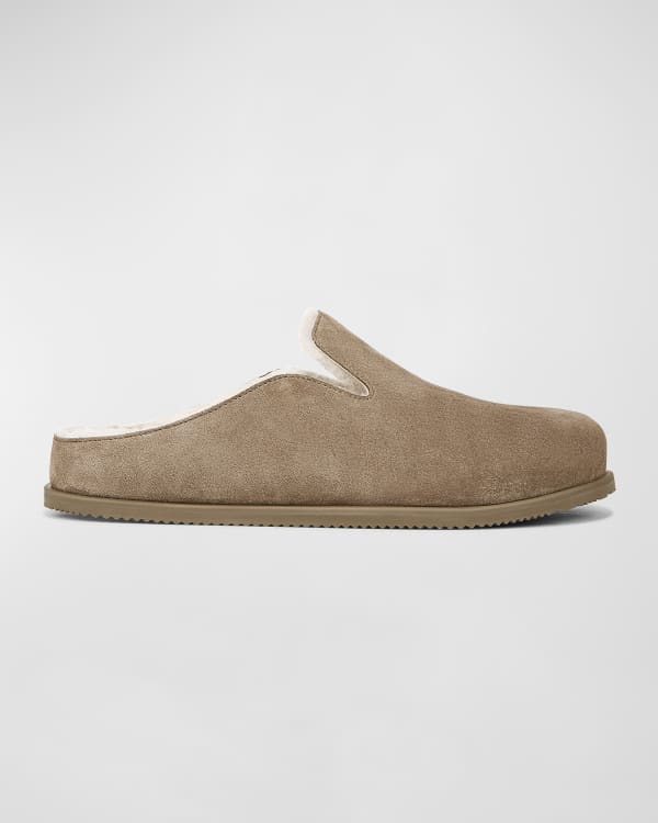 Manolo Blahnik Men's Crawford Suede Shearling-Lined Mules