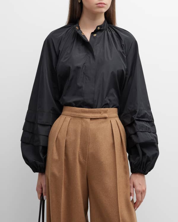Co Tiered Button-Front Blouse | Neiman Marcus