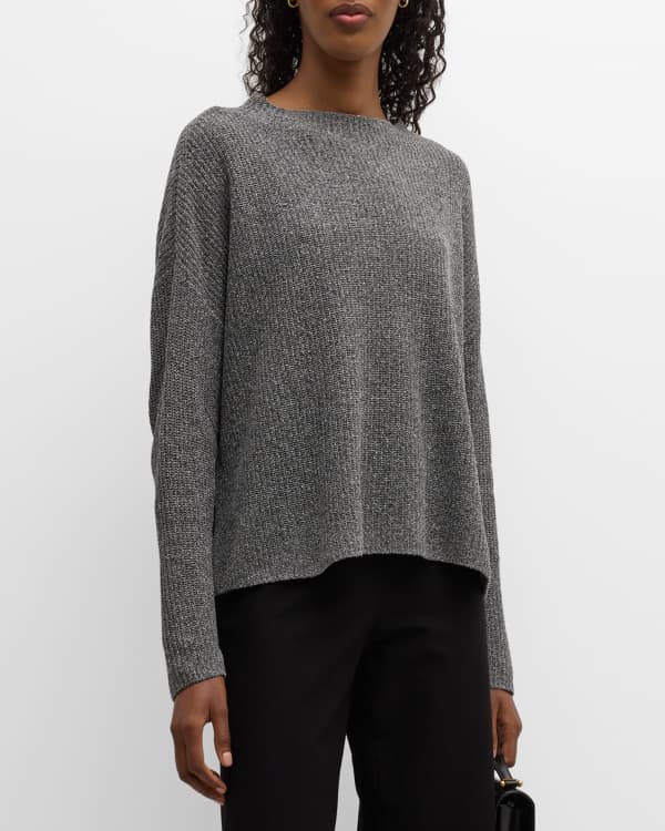 Eileen Fisher Funnel Neck Textured Knit Sweater Neiman Marcus