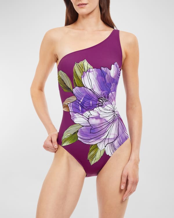 Black Floral One Piece Swimsuit, Artesands