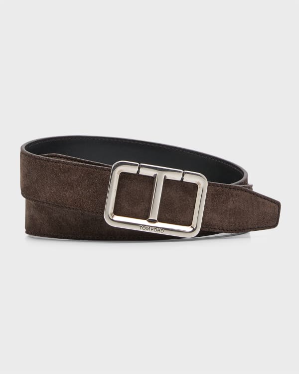 TOM FORD Men's Signature T Reversible Leather Belt | Neiman Marcus