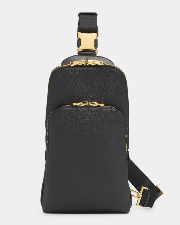 Grainy Leather Rocco Backpack in Black - Men