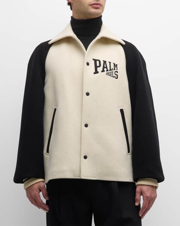 Palm Angels Leather Varsity Bomber Jacket