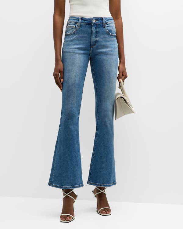 Retrofete Moore Crystal Mid-Rise Flare Denim Jeans | Neiman Marcus