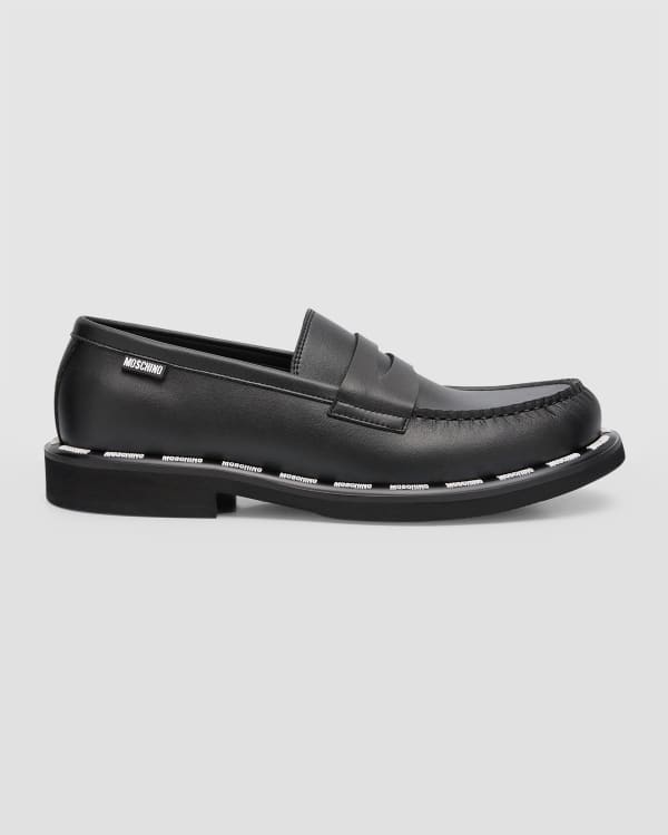 【関税込み】Moschino ブラック ロゴ ローファー Moschino Logo-Detailed Leather Loafers | Saks Fifth Avenue