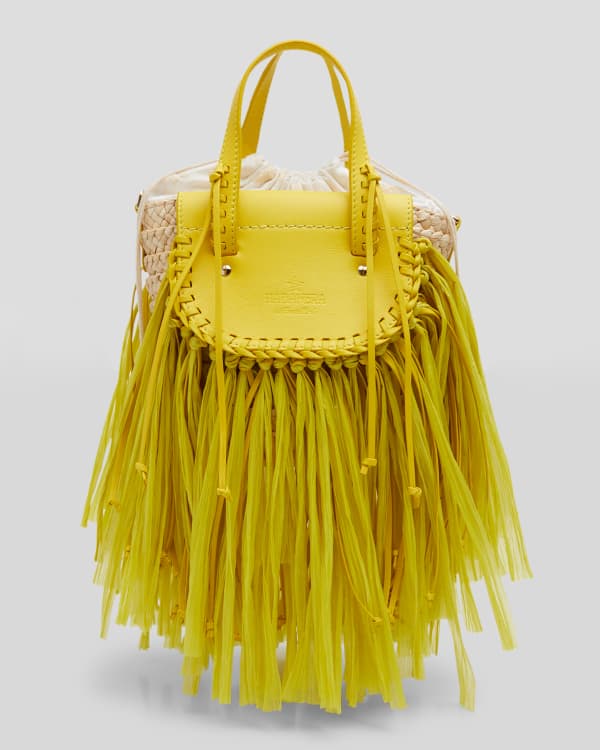 Rabanne Arty Multicolor Raffia Chain Bucket Bag, Women's, Handbags & Purses Bucket Bags