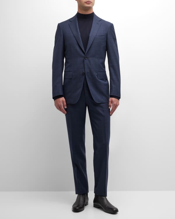 Canali Men's Tonal Tic Peak-Lapel Suit | Neiman Marcus