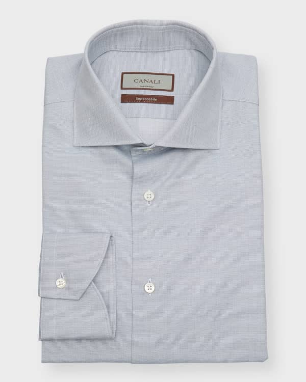Canali Men's Long-Sleeve Cotton Dress Shirt | Neiman Marcus