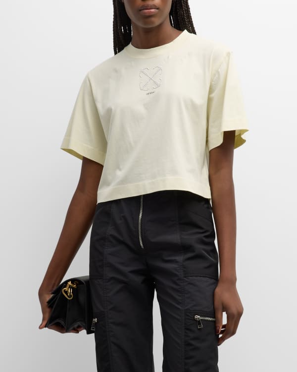 Off-White Cropped T-Shirt with Logo
