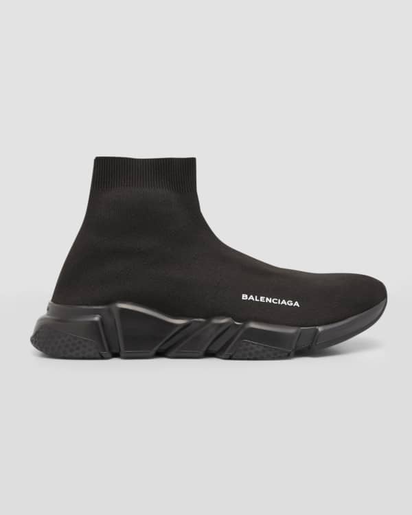 Balenciaga Men's Logo Speed Sneakers with Tonal Rubber Sole - Red