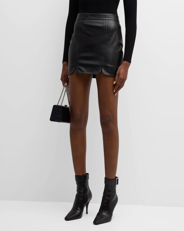 Saint Laurent Leather Mini Skirt | Neiman Marcus