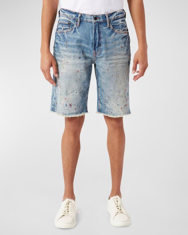 PURPLE Men's Oversprayed Denim Shorts | Neiman Marcus