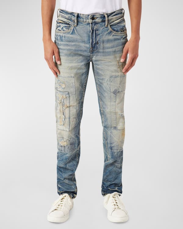 PURPLE Men's Dropped-Fit Distressed Jeans | Neiman Marcus