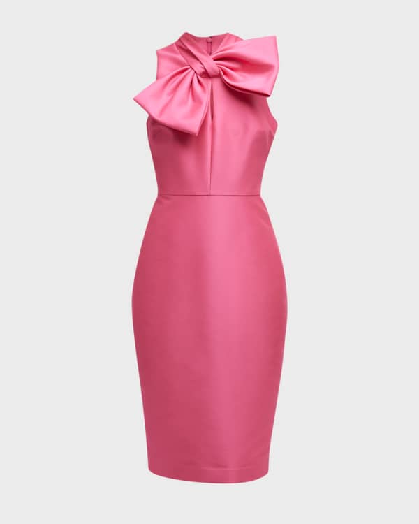 Halston Heritage V Neck Flounce Sleeve Mini Cocktail Dress
