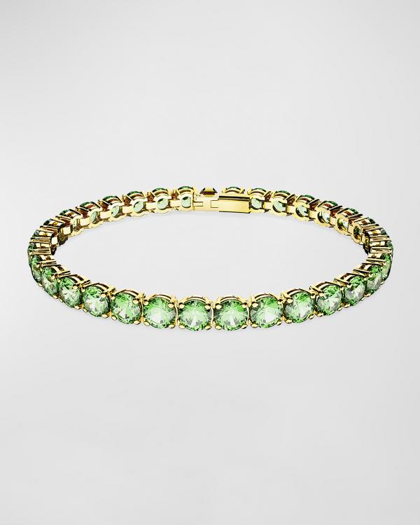 SWAROVSKI Matrix Rhodium-Plated Round-Cut Pink Crystal Tennis Bracelet ...