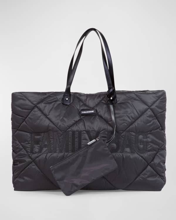 Swipe) @FENDI Diaper Bag. Black Nylon W. A Front Logo Leather