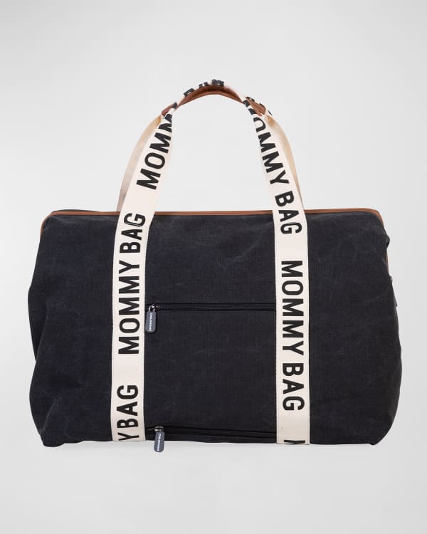 Swipe) @FENDI Diaper Bag. Black Nylon W. A Front Logo Leather