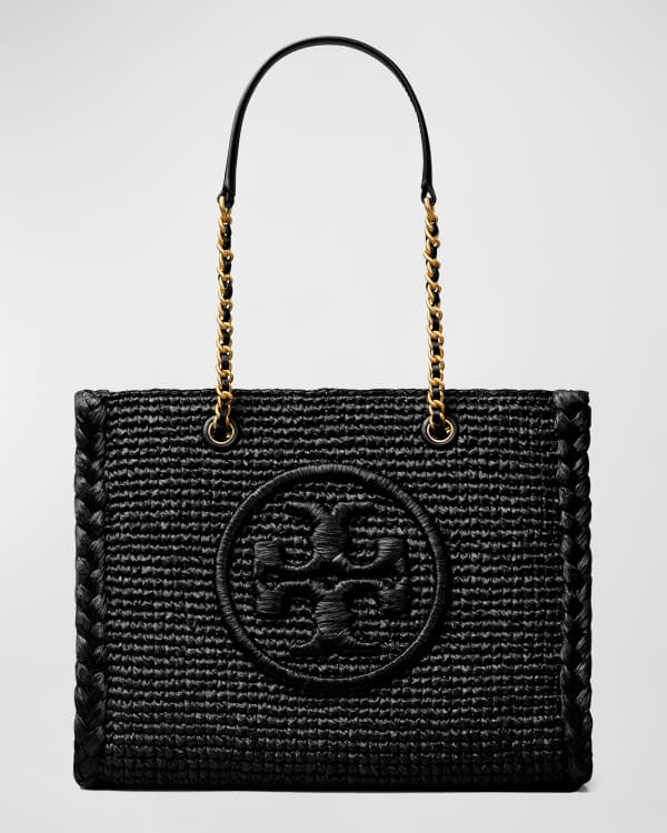 Melange knit shopper bag with jacquard logo