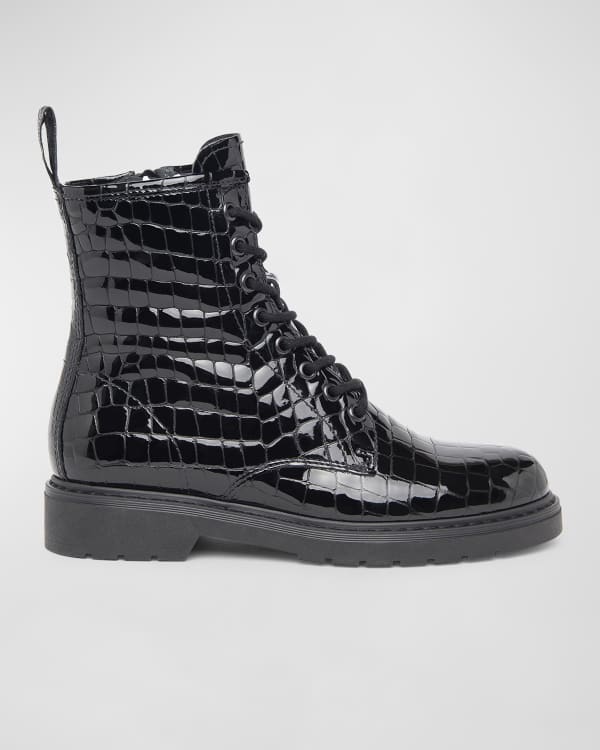 Stuart Weitzman Nisha Leather Combat Booties | Neiman Marcus