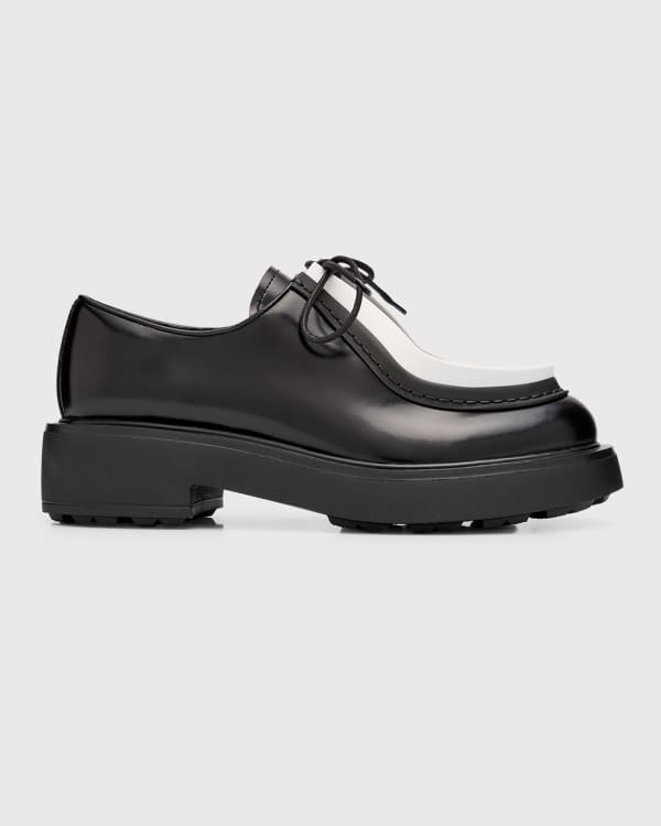 Prada spazzolato leather derby shoes sale