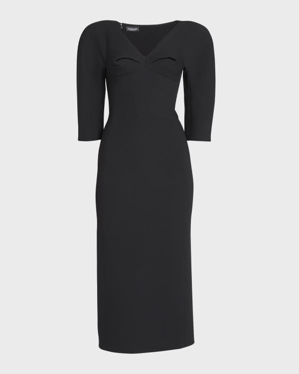 Versace Cowl-Neck Medusa-Strap Jersey Midi Dress