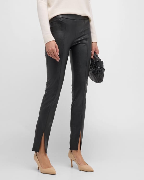 Peach Black Leather Look Tight High Rise Nina Stretch Pants