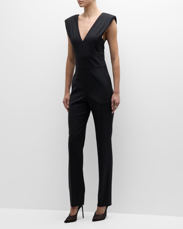 HUGO - Mock-neck jumpsuit with belted waist