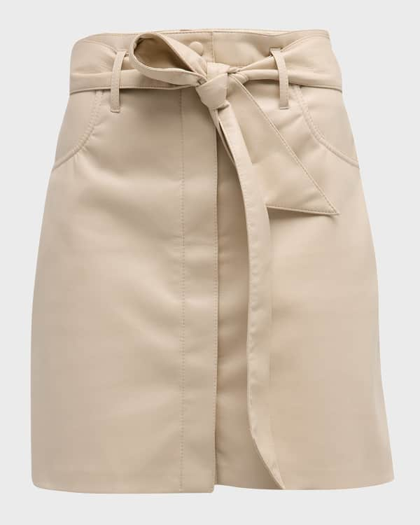 Veronica Beard Arez Button-Front Faux Leather Mini Skirt | Neiman Marcus