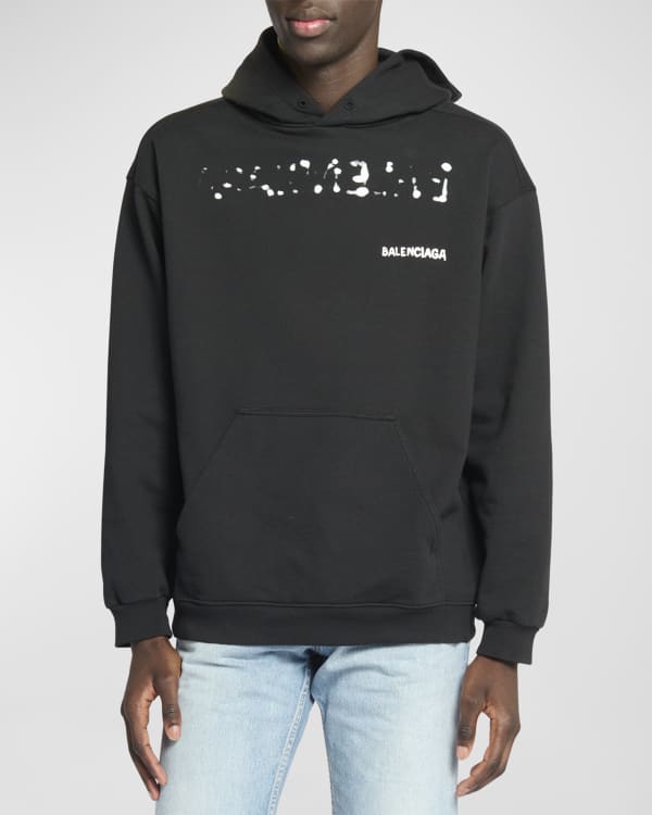 Balenciaga Ripped Oversize Logo Hoodie in Black