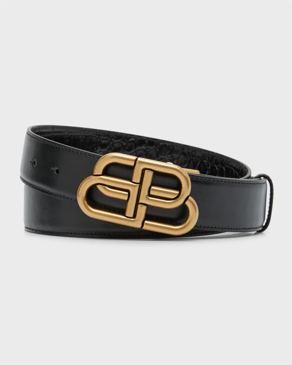 Versace Men's Tonal Medusa/Greek Key Web Belt, Black, Men's, 38in / 95cm