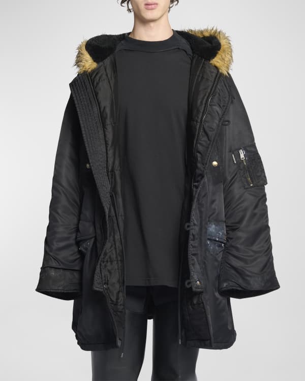 Balenciaga Men's Cotton Ripstop Military Parka | Neiman Marcus