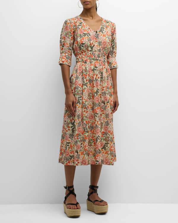 Shoshanna Danli Floral Chiffon Midi Dress | Neiman Marcus