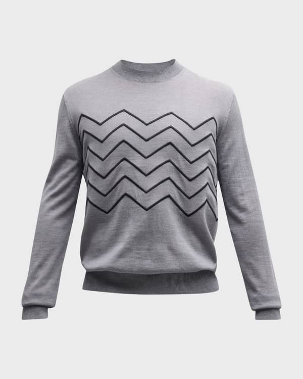 Emporio Armani Men's Wool Geometric Crewneck Sweater