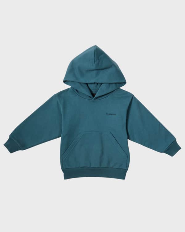 Balenciaga Kid s Logo Print Pullover Hoodie Size 2 10 Neiman Marcus