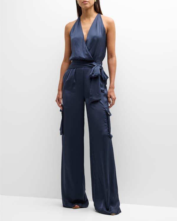 One33 Social OneShoulder Belted Satin Crepe Jumpsuit Neiman Marcus