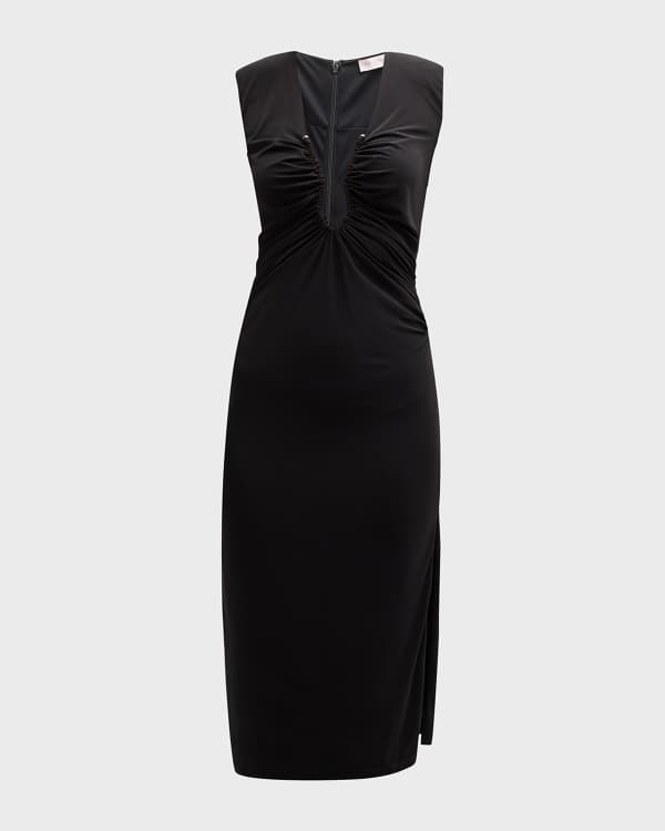 Ramy Brook Kinslie Shirred Plunging High Low Long Dress Neiman