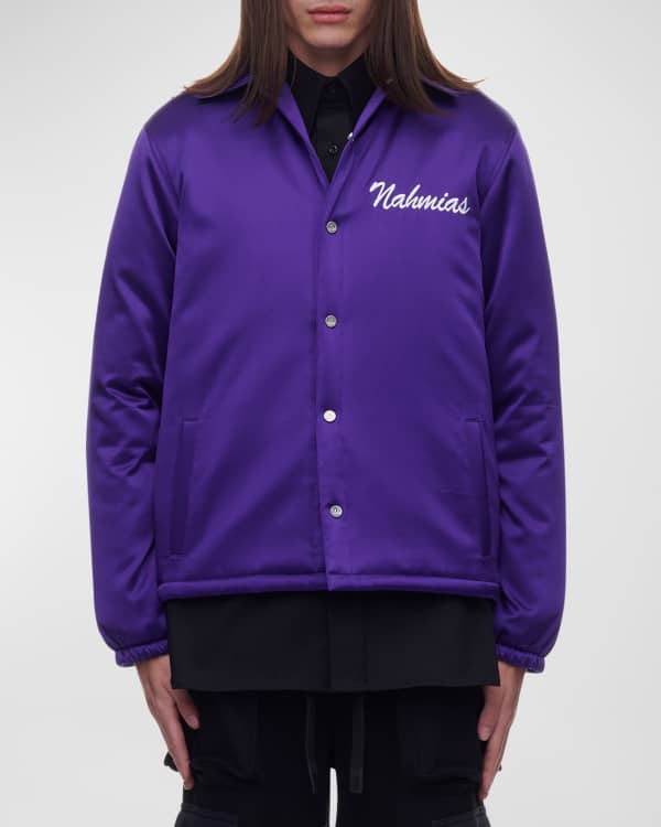 Embroidered Varsity Jacket in Purple - Versace Kids