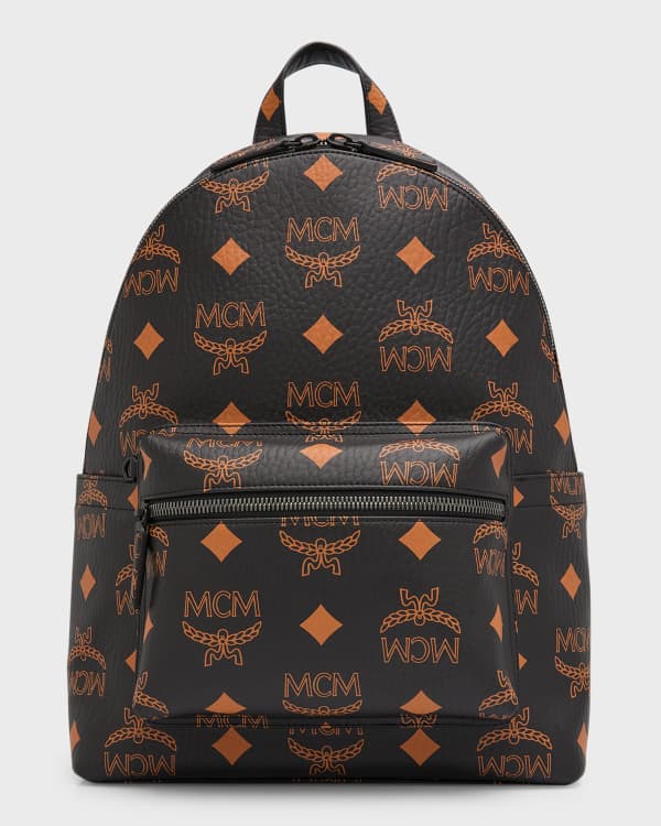 MCM Visetos Studded Medium Stark M Logo Collection Backpack Blue 920925