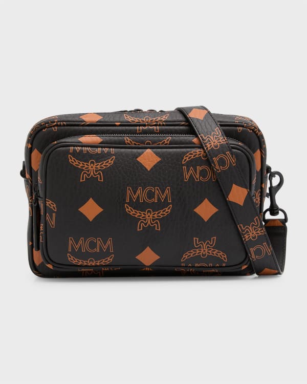 Mcm Klassik Monogram Print Leather Tote Bag Black