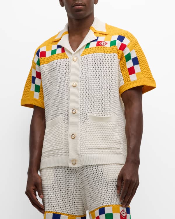 Casablanca Mens Rainbow Monogram Cuban Collar Shirt