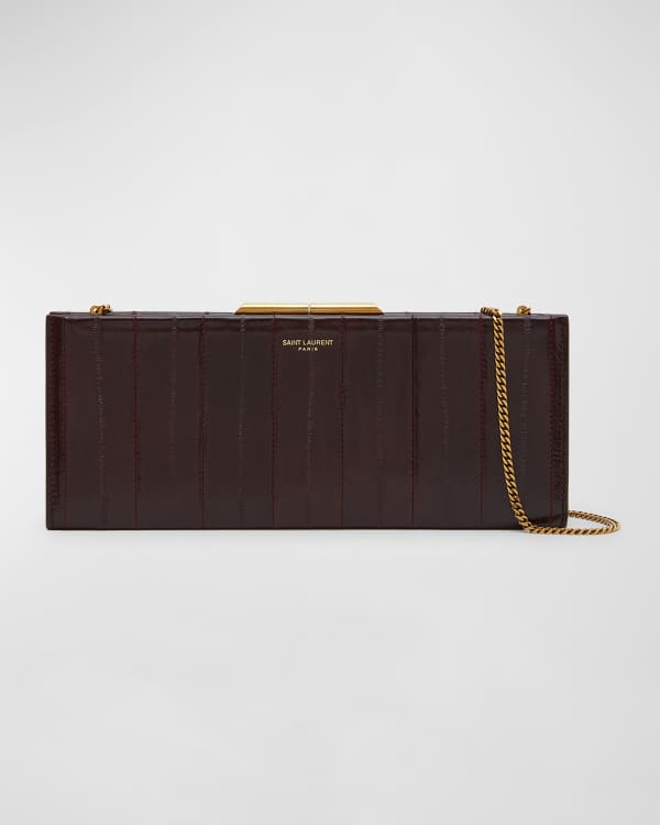 Saint Laurent Uptown YSL Metallic Snakeskin Pouch Clutch Bag