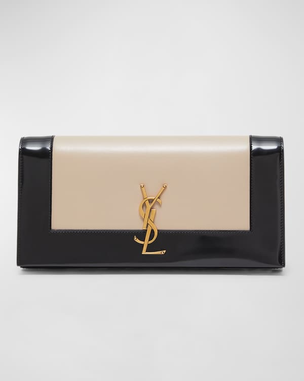 Envelope Flap YSL Pouch Bag in Raffia