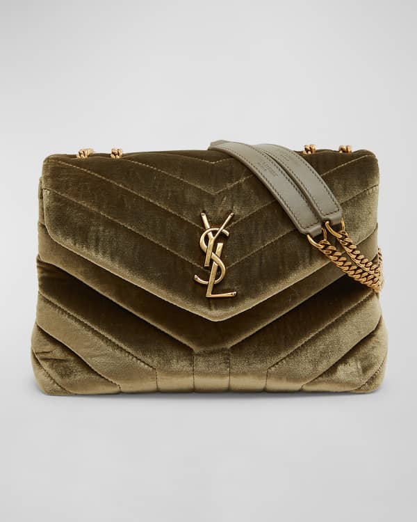 Niki Baby Velvet Shoulder Bag in Green - Saint Laurent