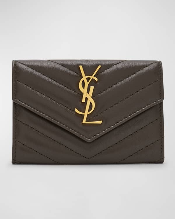 White Uptown YSL-monogram striped-canvas pouch, Saint Laurent