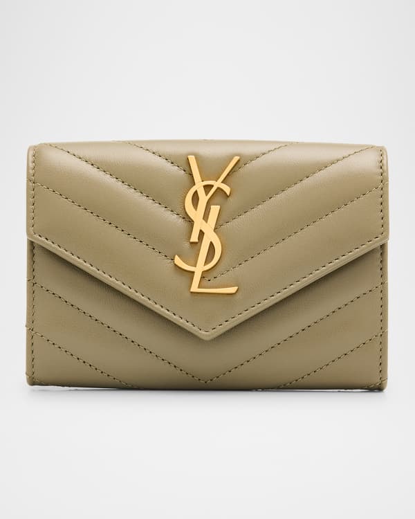 Saint Laurent Envelope Flap YSL Clutch Bag in Croc-Embossed