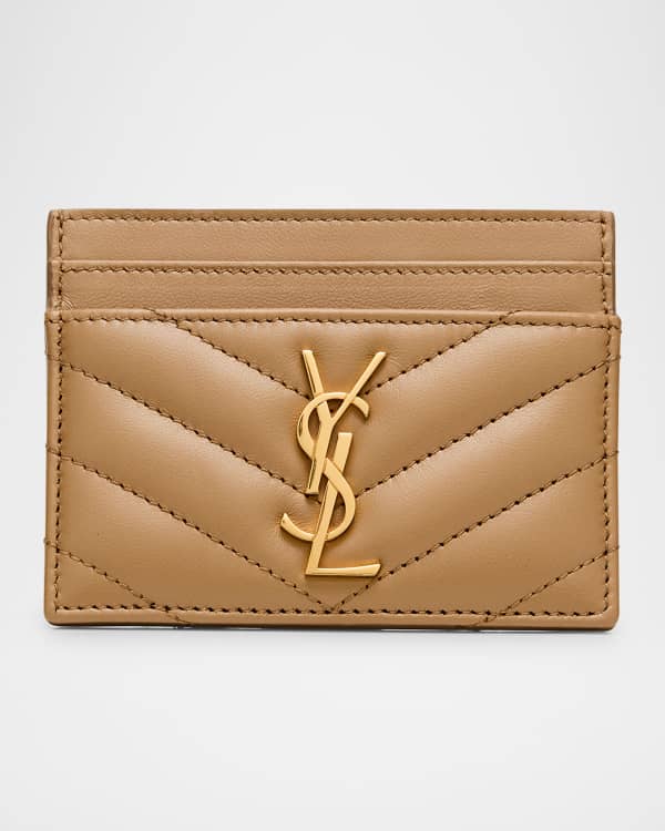 Saint Laurent YSL Tiny Monogram Ziptop Card Case in Smooth