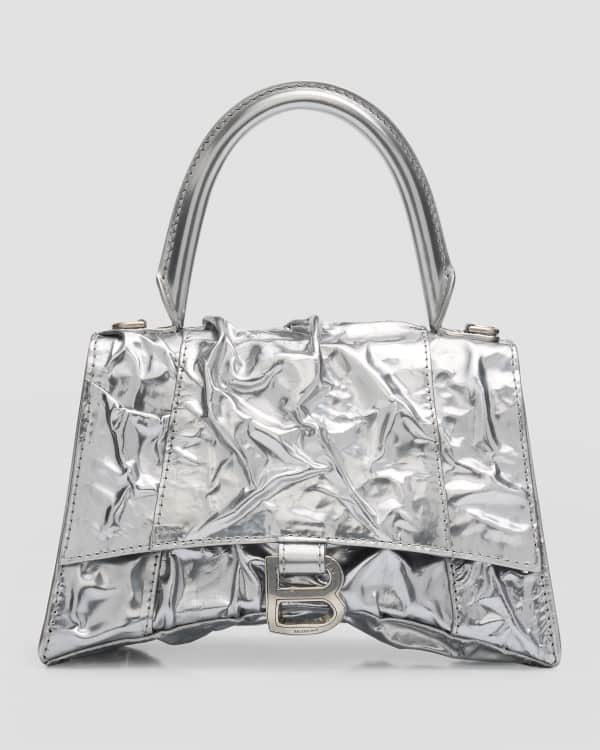 Balenciaga Metallic, Neutrals 2022 Embossed Hourglass Xs Top Handle Bag